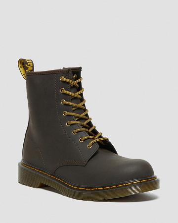 Dětské Šněrovací Boty Dr Martens Youth 1460 Wildhorse Læder Tmavě Hnědé | CZ 10EBC
